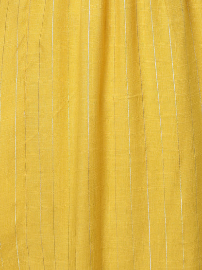 Ethnic Embroidered Straight Fit Kurta with Pants - Yellow