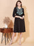 Ethnic Embroidered Flared Midi Dress - Black