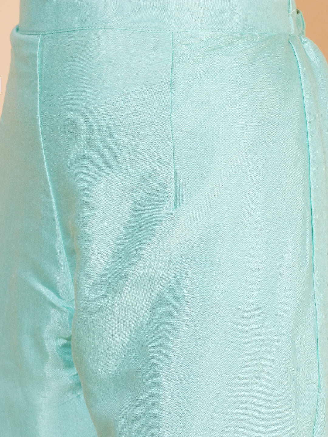 Ethnic Hand Embroidered Straight Kurta with Pants & Dupatta - Mint Green