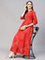 Ethnic Printed Anarkali Flared Maxi Dress - Red