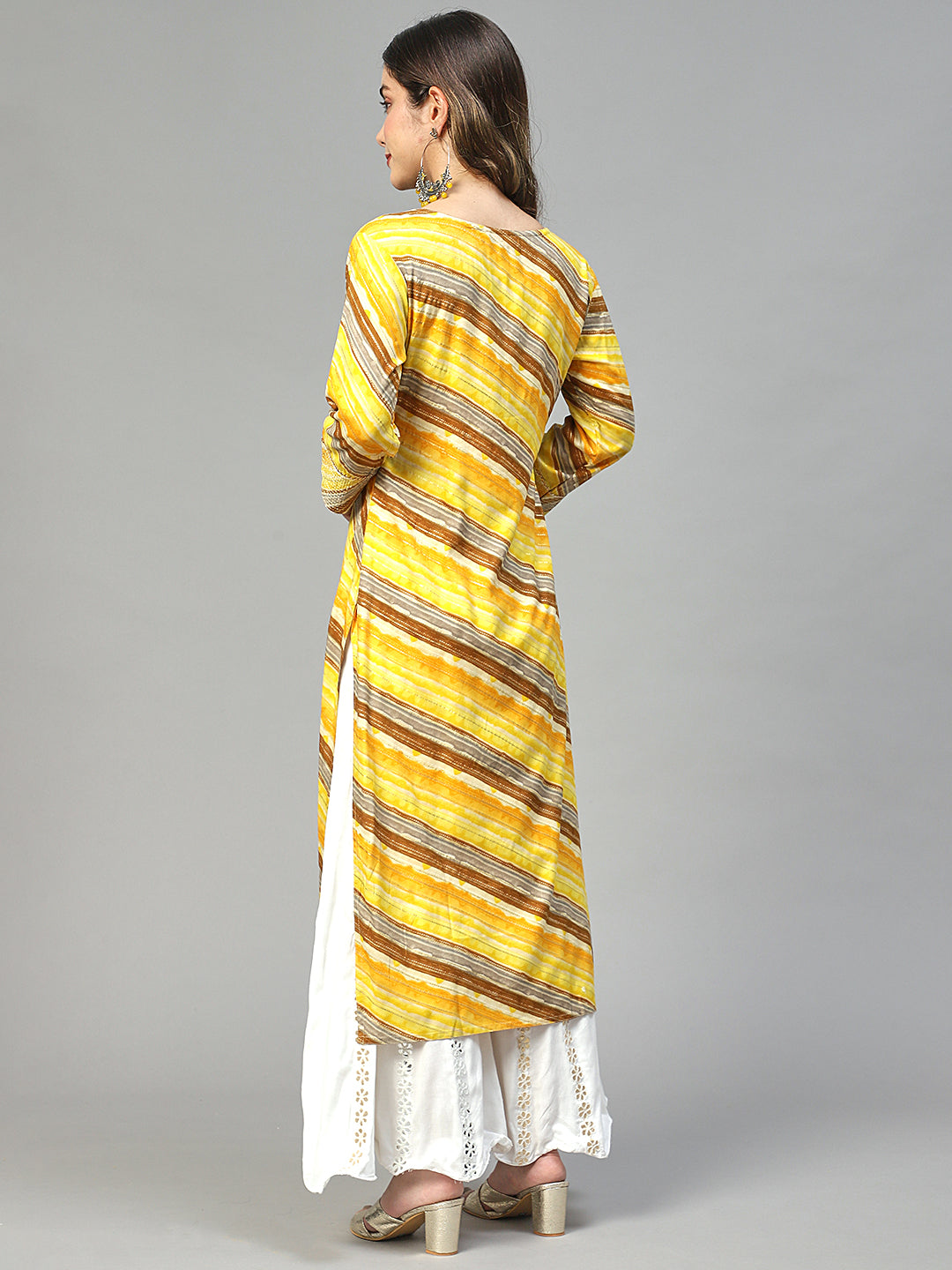 Stripes Printed & Embroidered Straight Fit Kurta – Multi