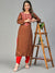 Ethnic Embroidered Straight Fit Kurta – Brown