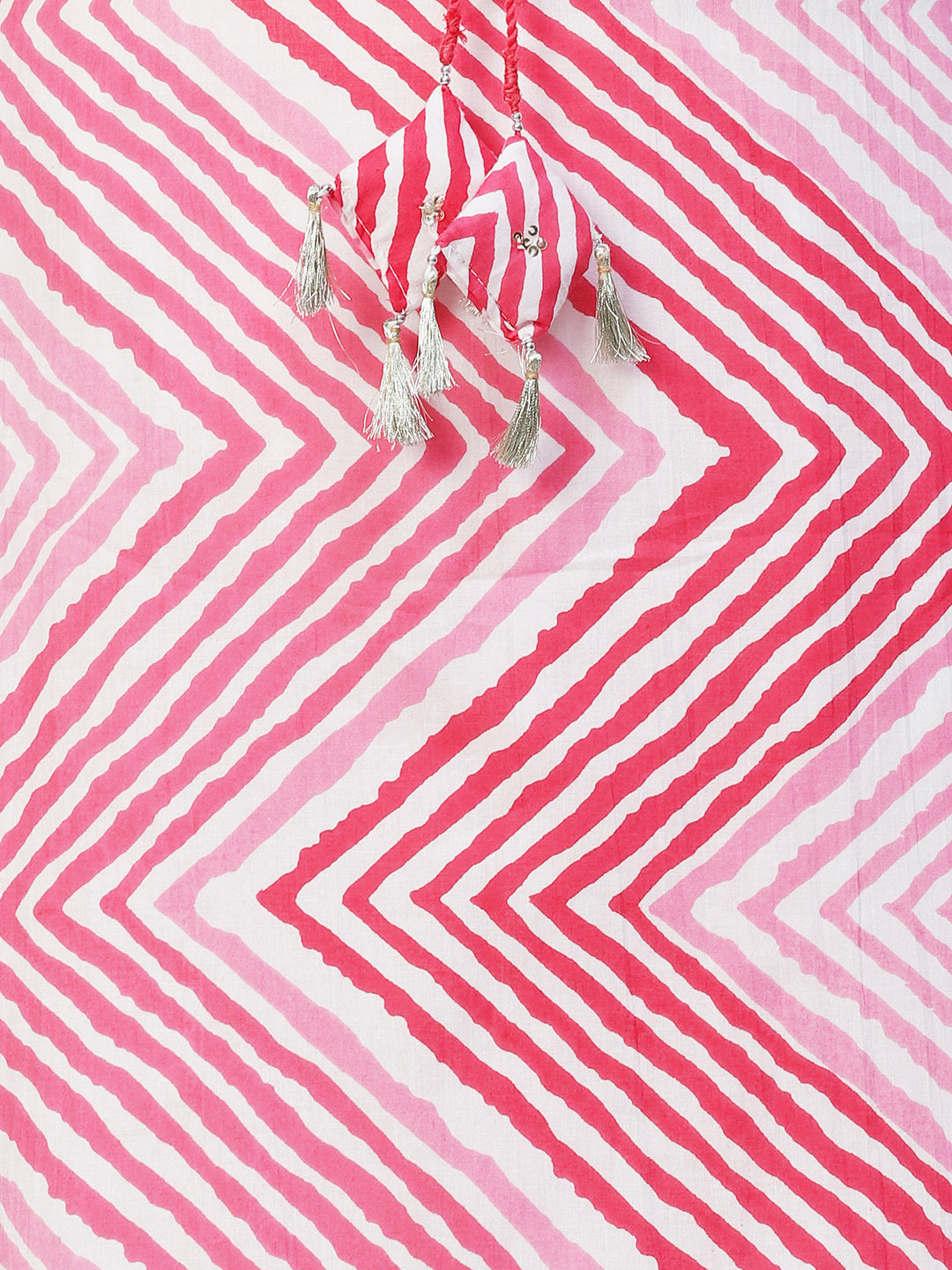 Leheriya Printed & Embroidered Straight Fit Kurta - Pink