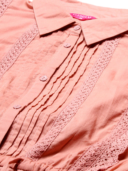 Ethnic Embroidered Co-ords Set - Peach