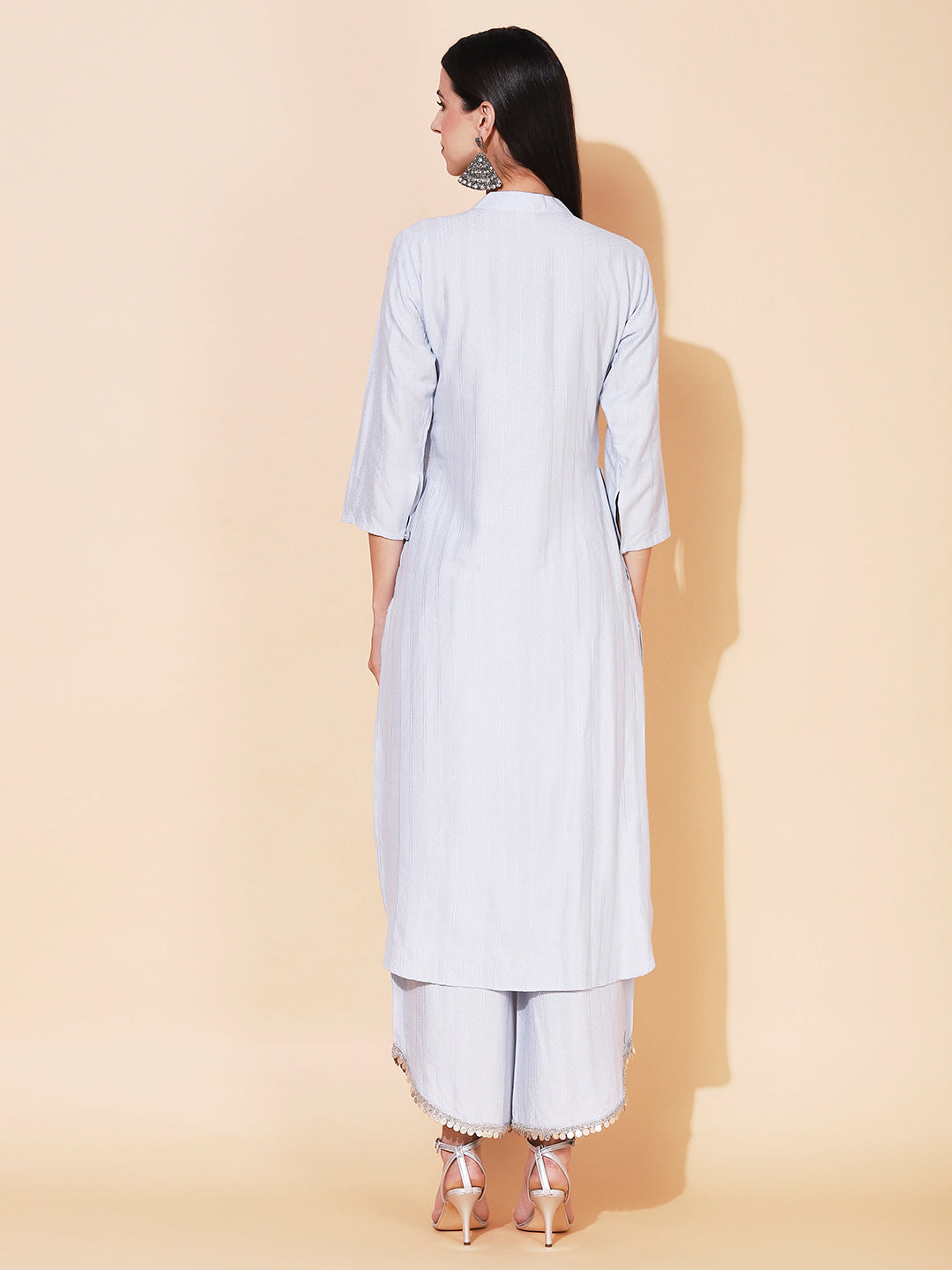 Ethnic Embroidered Co-ord Set - Powder Blue