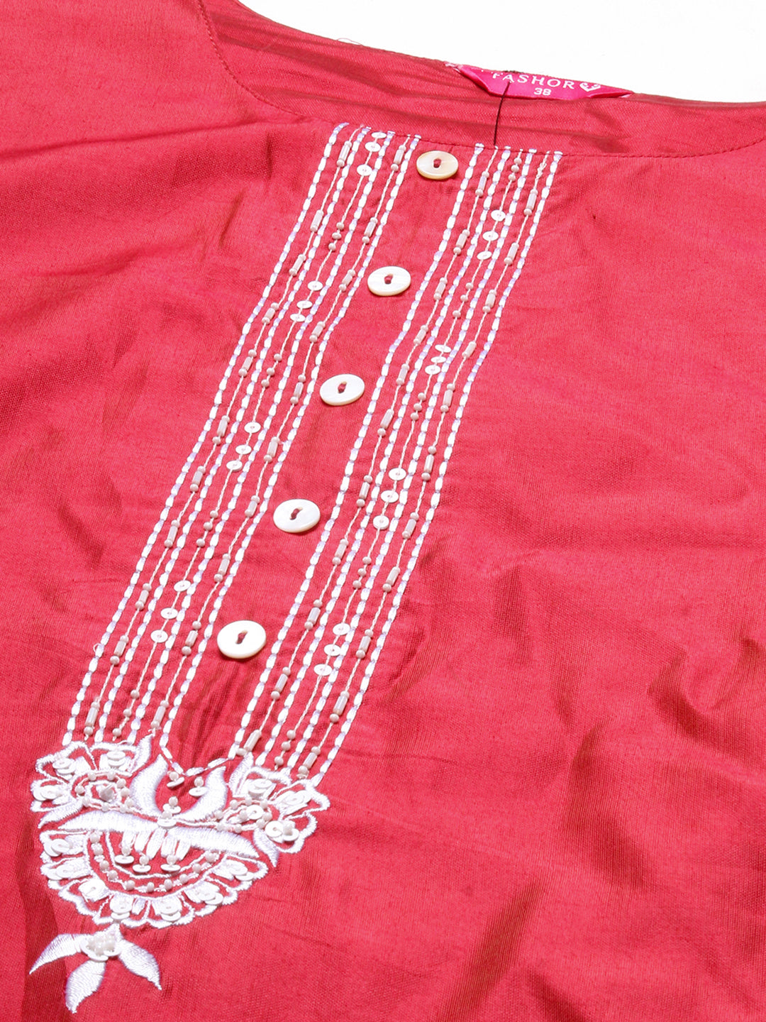 Solid Floral Embroidered Straight Kurta with Pant & Dupatta