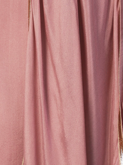 Solid Asymmetrical A-Line Flared Midi Dress - Rose