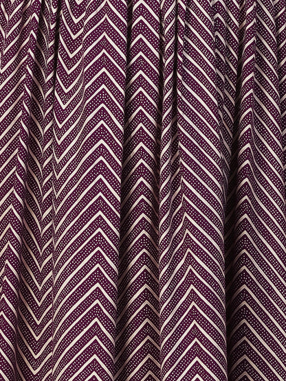 Chevron Printed Embroidered Kurta With Pants & Dupatta - Burgundy