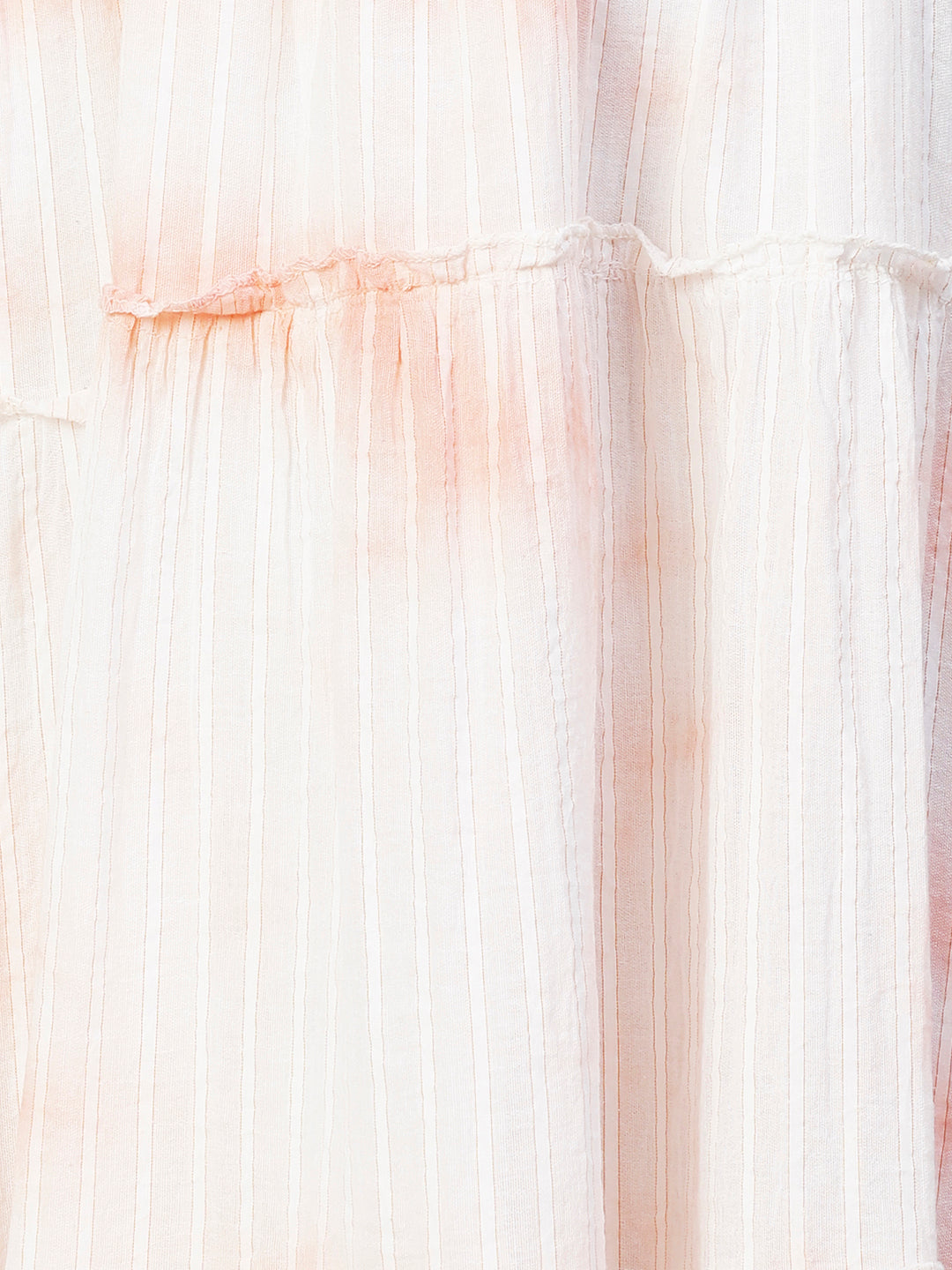 Tie-Dyed A-Line Tiered Midi Dress - Light Peach