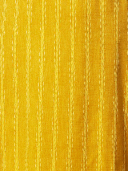Stripes Woven & Embroidered Straight Fit Kurta - Mustard