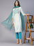 Tie-Dyed & Embroidered Straight Kurta with Pant & Dupatta - Off White