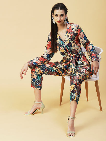 Floral Printed Shirt With Pants Co-ord Set - Multi