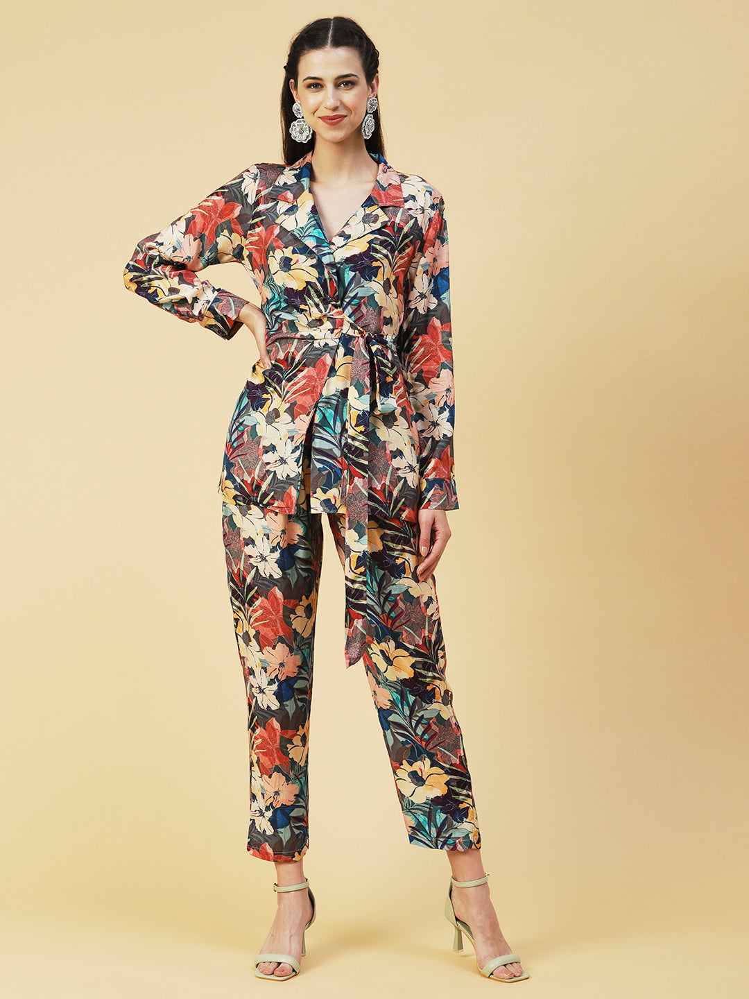 Floral Printed Shirt With Pants Co-ord Set - Multi