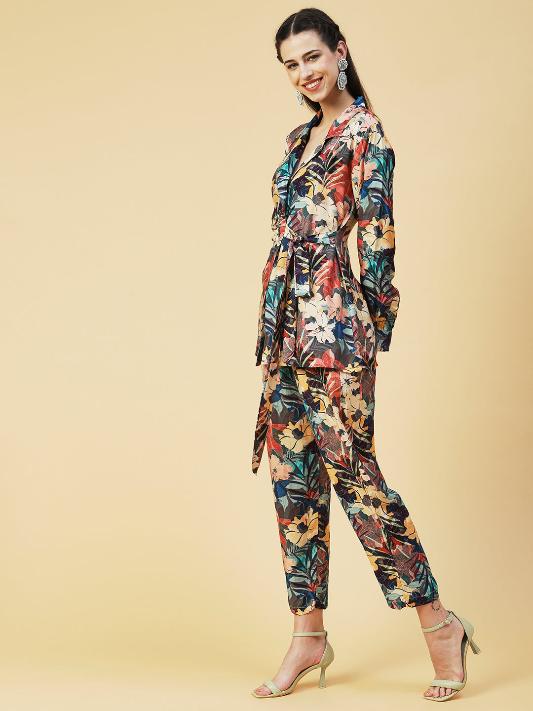 Floral Printed Shirt With Pants Co-ord Set - Multi