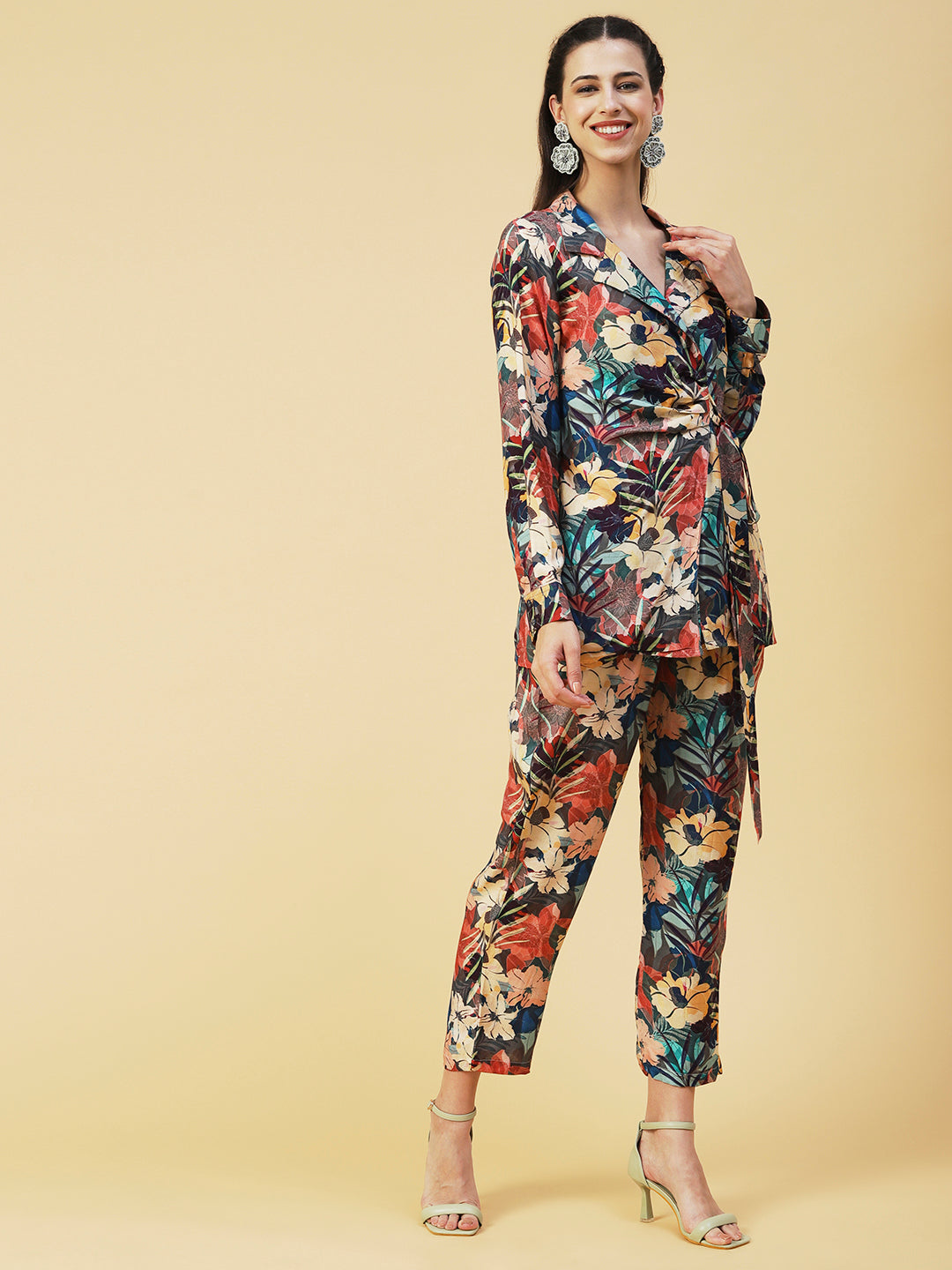 Floral Printed Shirt With Pants Co-ord Set - Multi