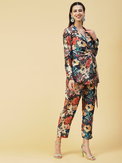 Floral Printed Shirt With Pants Co-ord Set - Multi