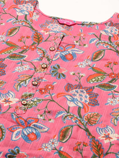 Floral Jaal Printed Kurta - Pink