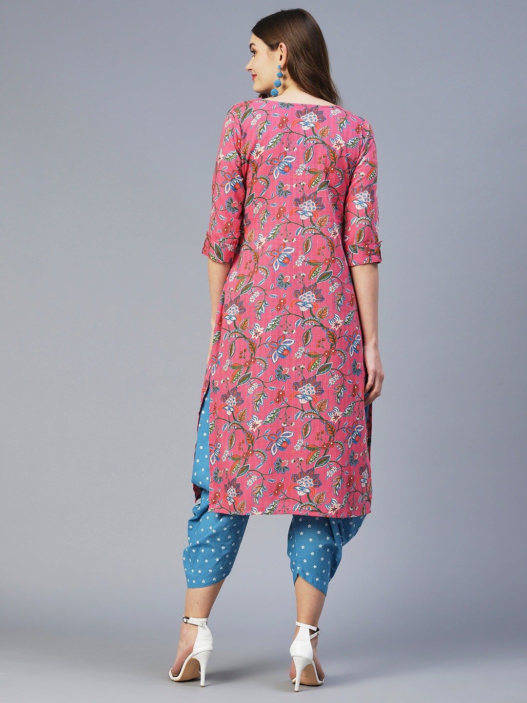 Floral Jaal Printed Kurta - Pink