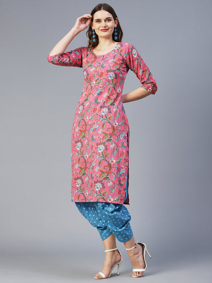 Floral Jaal Printed Kurta - Pink