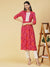 Abstract Printed Resham Embroidered Kurta With Striped Pants - Fuchsia
