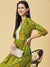 Abstract Printed Resham Embroidered Kurta With Striped Pants - Green