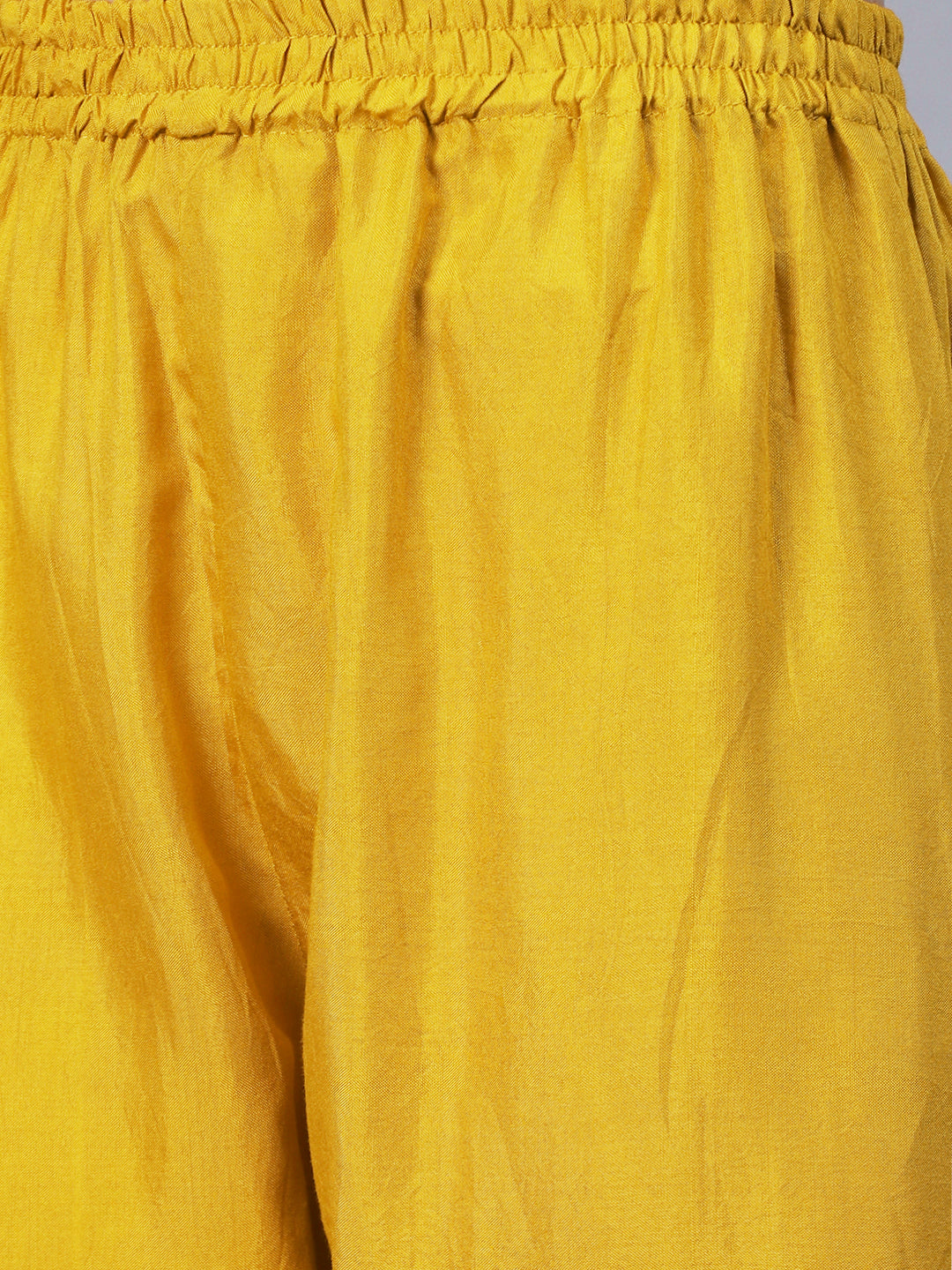 Geometric Printed Scallop Lace Kurta With Pants & Embroidered Dupatta - Yellow