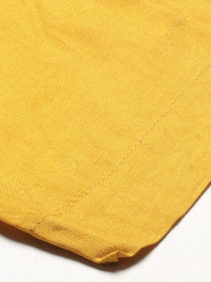 Geometric Printed Scallop Lace Kurta With Pants & Embroidered Dupatta - Yellow