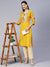 Solid Floral Embroidered Straight Fit Kurta - Yellow