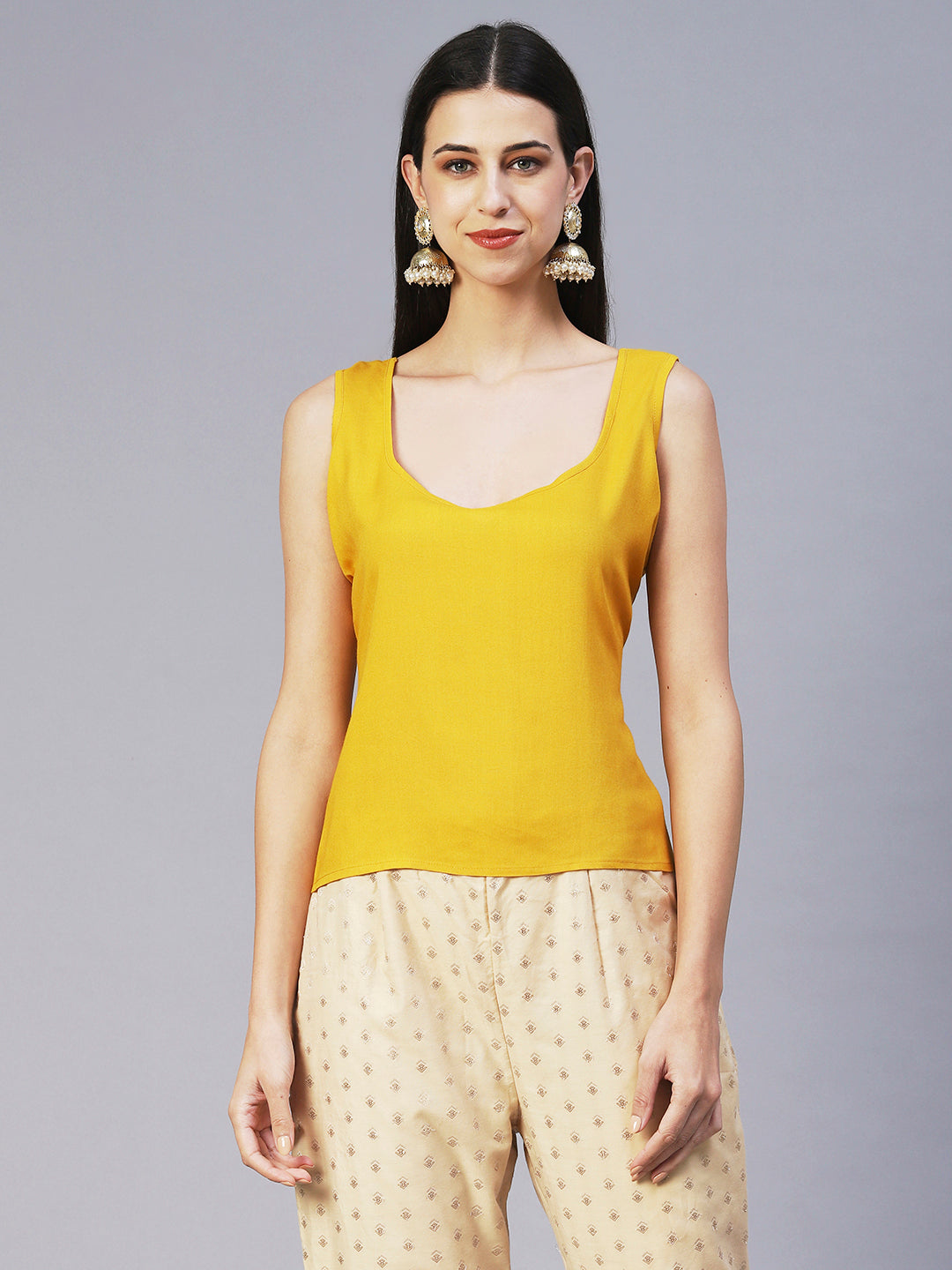 Solid Floral Embroidered Straight Fit Kurta - Yellow