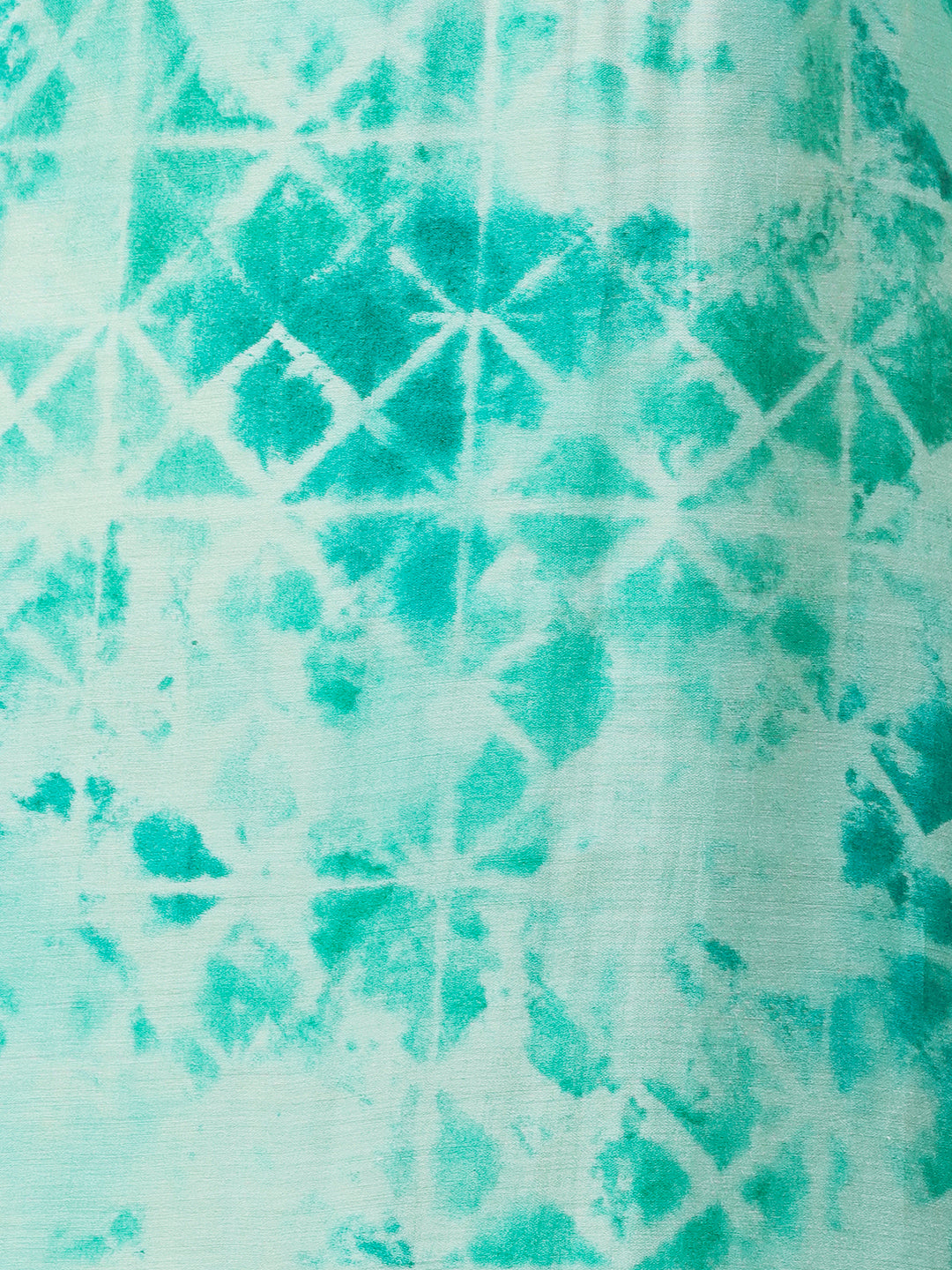 Abstract Printed Zari & Resham Embroidered Kurta - Turquoise Blue