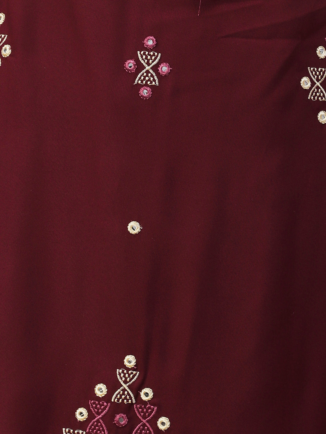 Ethnic Embroidered Straight Kurta with Ethnic Printed Dupatta - Brown