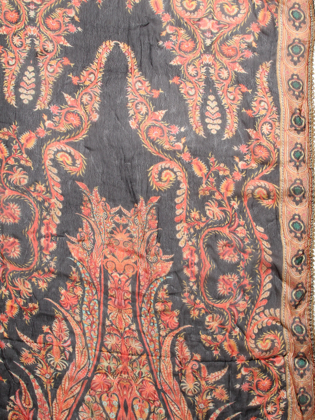 Ethnic Printed & Hand Embroidered Straight Kurta with Pant & Dupatta - Grey