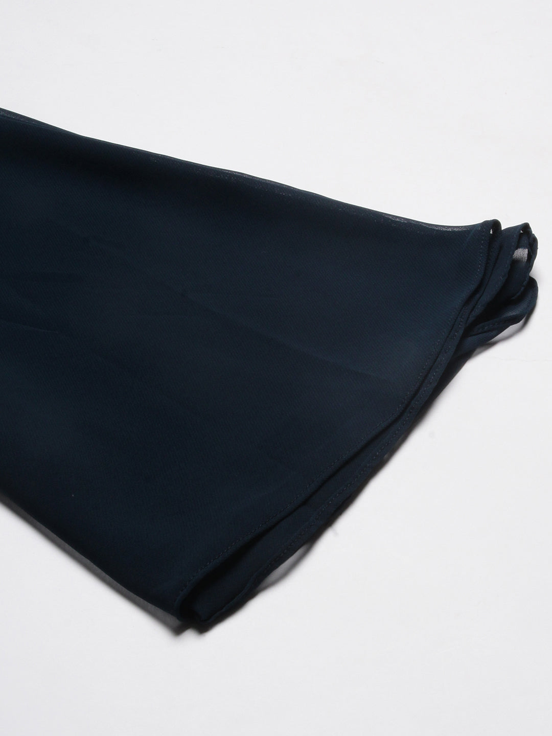 Solid Top with Flared Palazzo & Floral Embroidered Long Jacket - Teal Blue