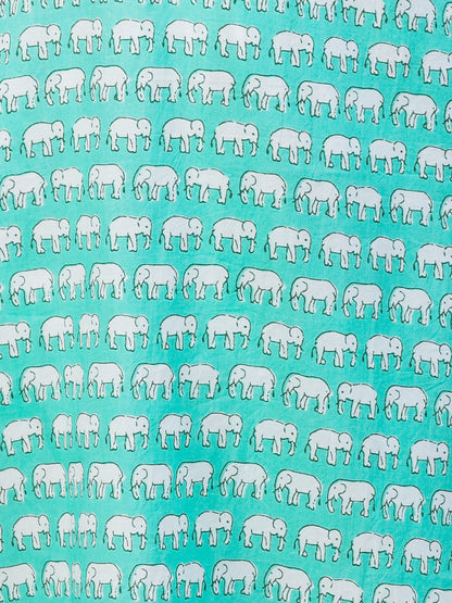Elephant Motif Printed Straight Fit Kurta - Mint Green