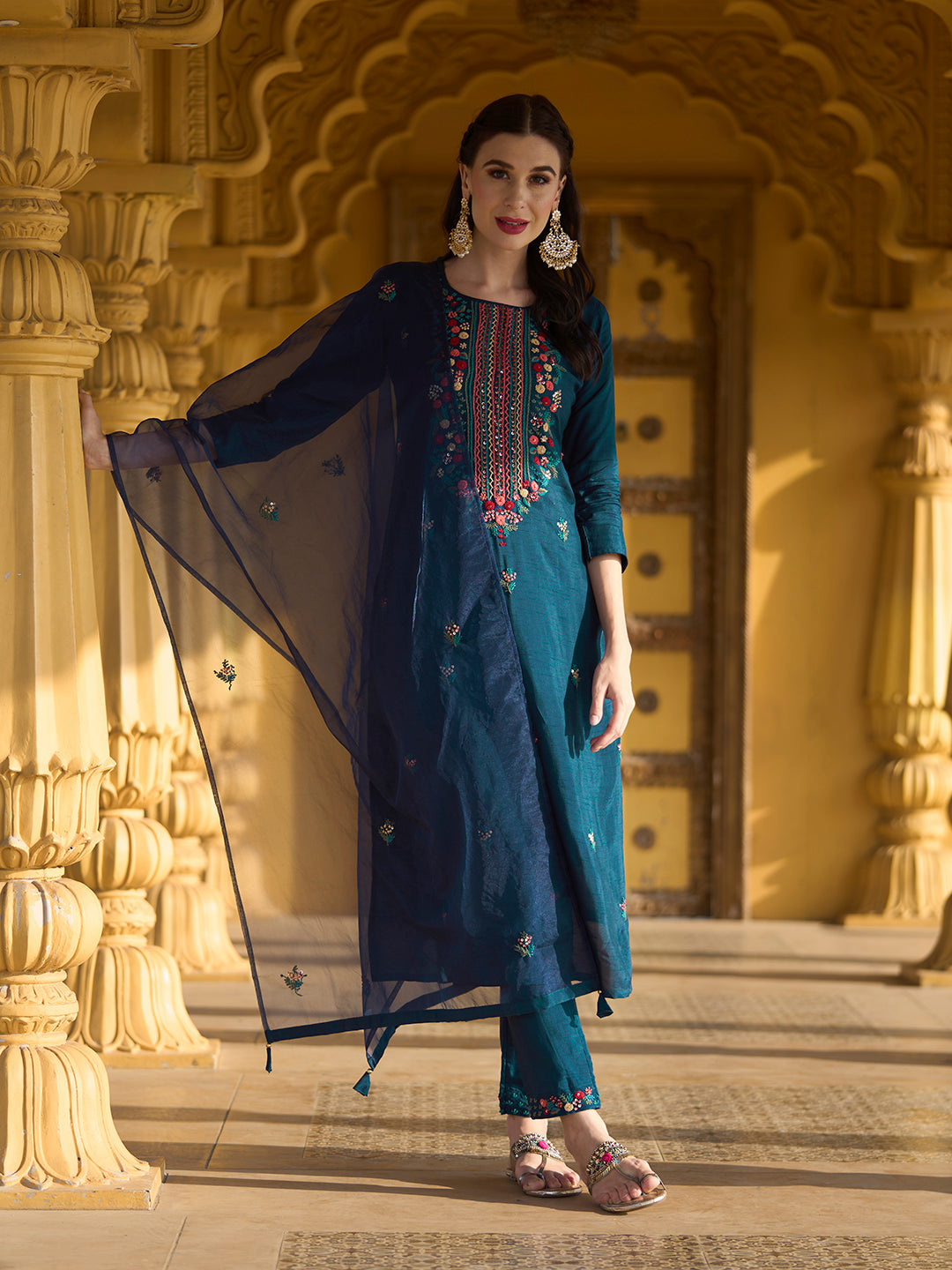 W teal hot sale blue kurta