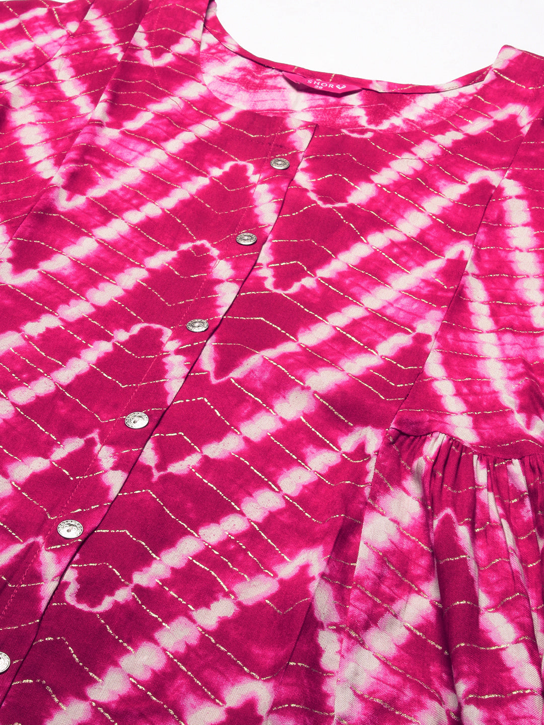 Tie - Dye Printed A-Line Kurta - Magenta