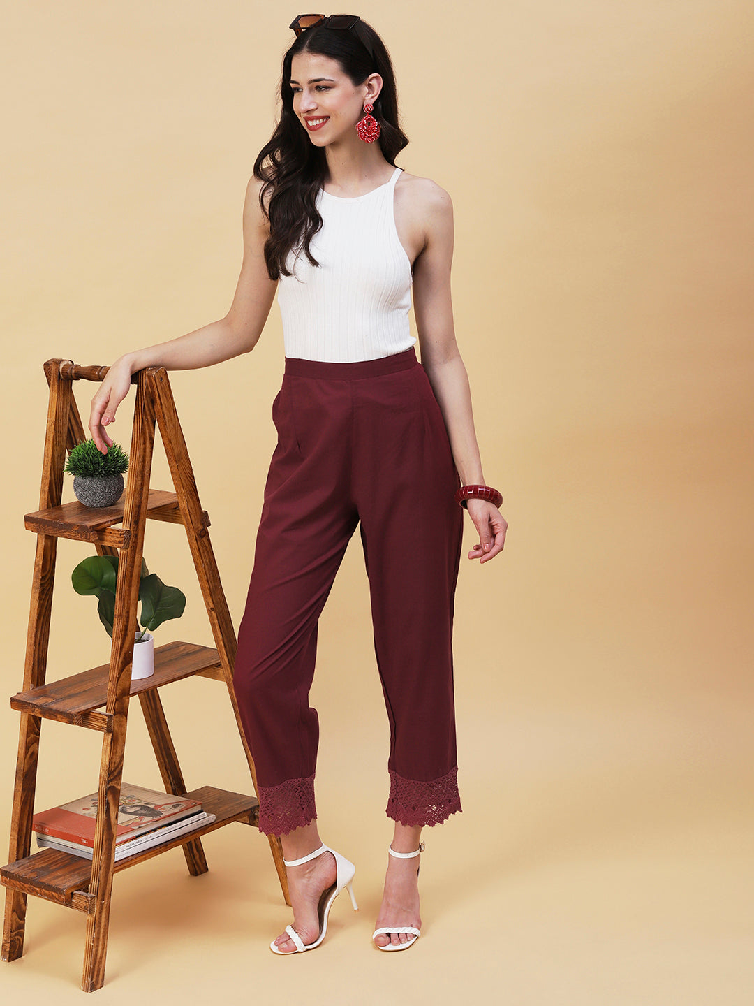 Buy Maroon White Polka Palazzo Pant Cotton Palazzo Pant for Best Price  Reviews Free Shipping