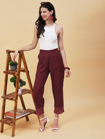 MISS LOCAL Regular Fit Women Maroon Trousers  Buy MISS LOCAL Regular Fit  Women Maroon Trousers Online at Best Prices in India  Flipkartcom