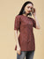 Ethnic Block Printed Mother-of-Pearl Buttoned Short Kurti - Rust