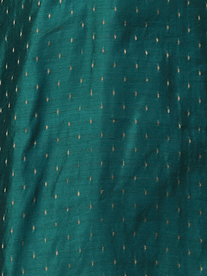 Solid Zari Jacquard Sequins & Zari Embroidered Kurta With Zari Jacquard Dupatta - Green