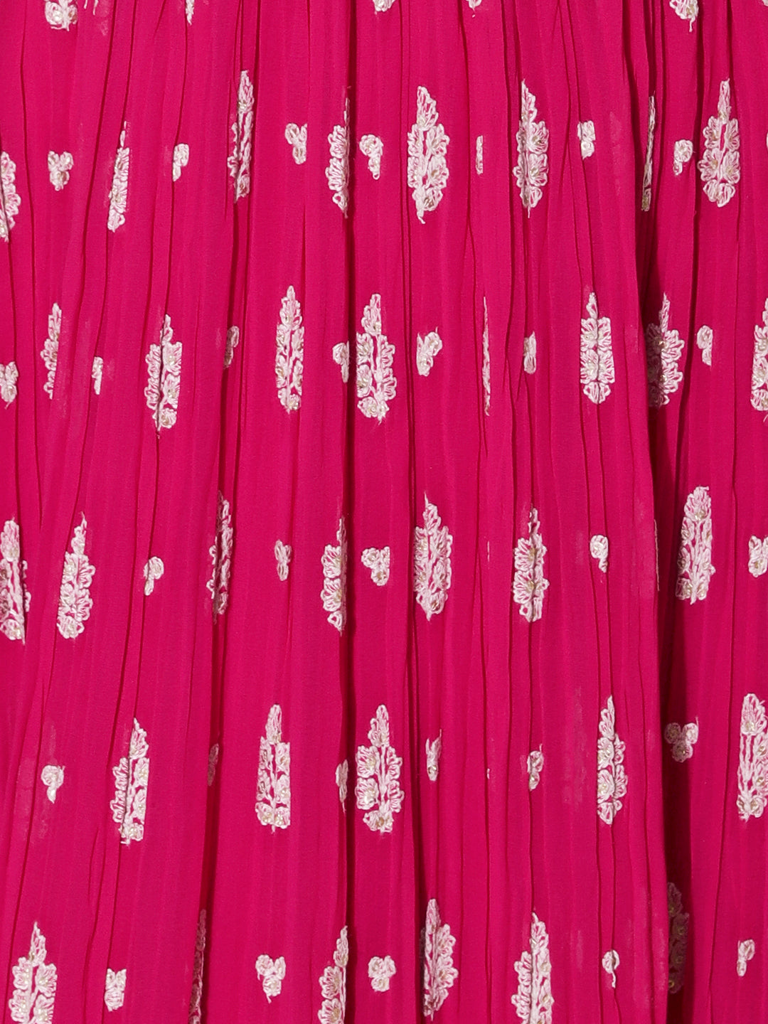Solid Resham & Sequins Embroidered Gown with Embroidered Dupatta - Fuchsia Pink