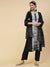 Tie - Dyed & Hand Embroidered Straight Fit Kurta with Pant & Dupatta - Black