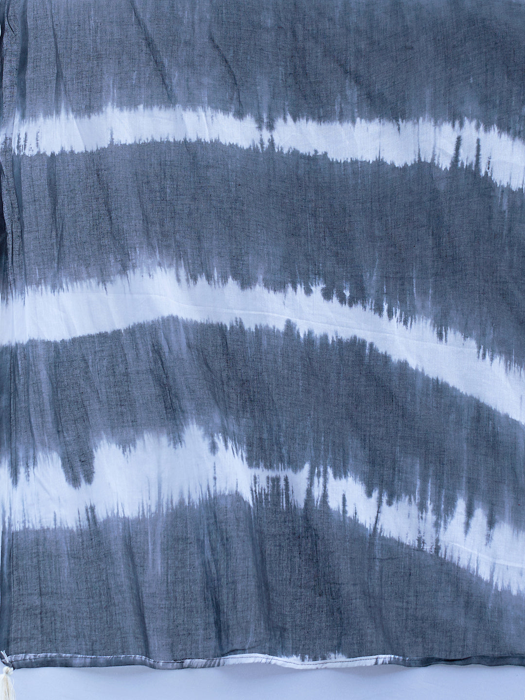 Tie-Dye Printed & Embroidered Straight Kurta with Pants & Dupatta - White