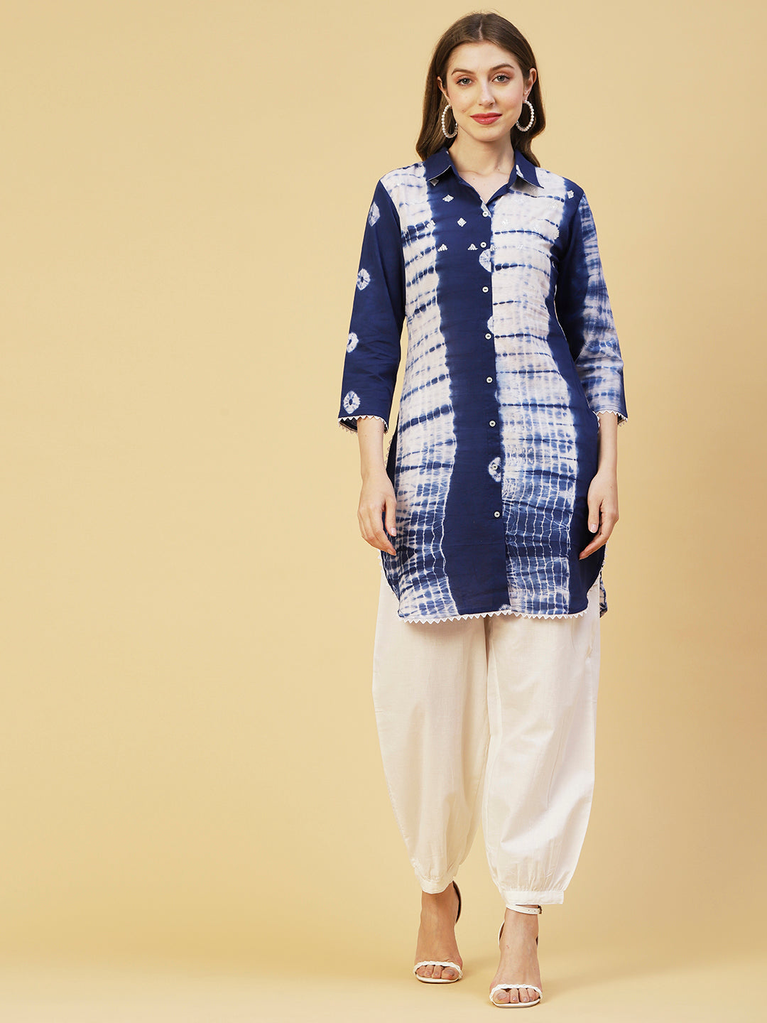 Bandhani & Tie Dye Printed Straight Kurta with Pant - Blue