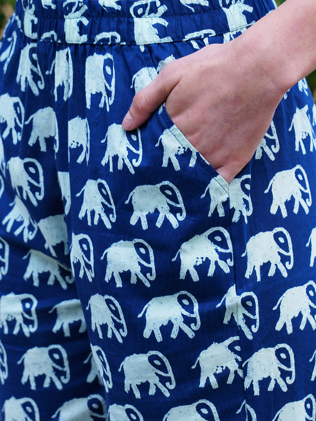 Ethnic Printed & Hand Embroidered Straight Kurta with Pants - Indigo Blue