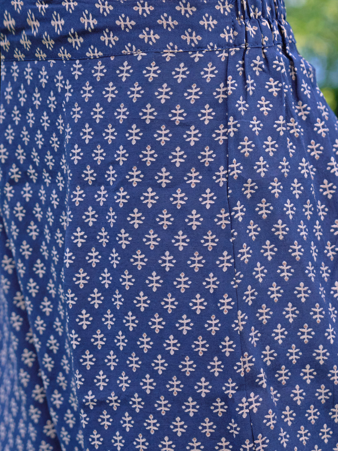 Paisley Printed Mirror & Cutdana Embroidered Kurta With Pants & Dupatta - Navy Blue