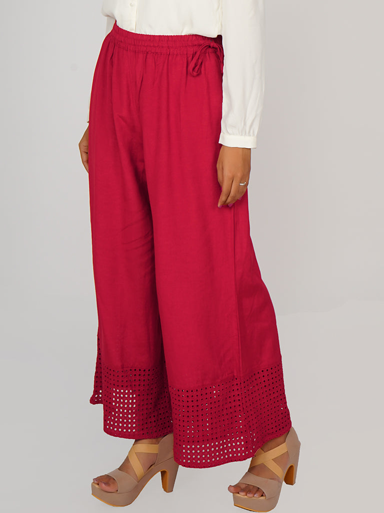 Juniper Indianwear  Buy Juniper Off White Natural Cotton Flex Embellished Hakoba  Pant Online  Nykaa Fashion