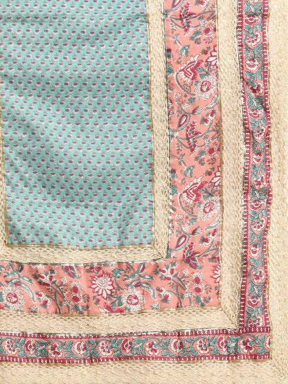 Floral Jaal Printed Angarakha Flared Kurta with Ethnic Printed Pant & Dupatta – Pink
